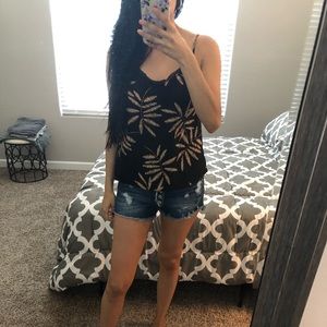 Black Cami w/Palm Design